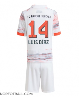 Billige Fotballdrakt Bayern Munich Luis Diaz #14 Replika Bortedraktsett Barn 2025-26 Kortermet (med bukser)